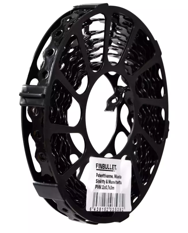 Patenttivanne muovitettu 12 x 0,7 x 3m musta - Muut kiinnitystarvikkeet - 6438152035382 - 1