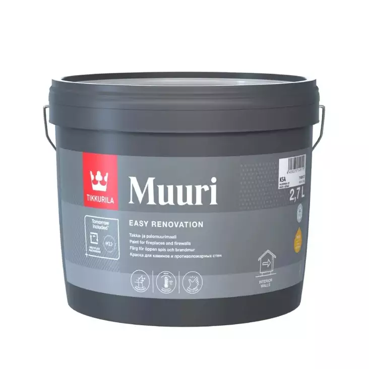 Tikkurila Muuri takka- ja palomuurimaali valkoinen, sävytettävissä - Sisämaalit - 6408070149102 - 1