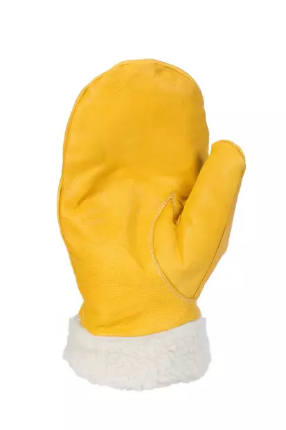 Nahkarukkaset teddyvuorilla keltainen - Työkäsineet - 6418326310583 - 1
