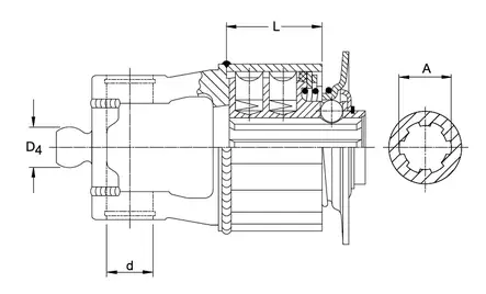 Ylikuormakytkin K33B, 1 3/8"-6, W2280, 650 Nm - Kytkimet nivelakseleihin - 8432970157583 - 2