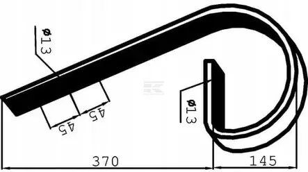 S-piikki 45x10 ilman kärkeä - Auran osat - 8719493229943 - 2