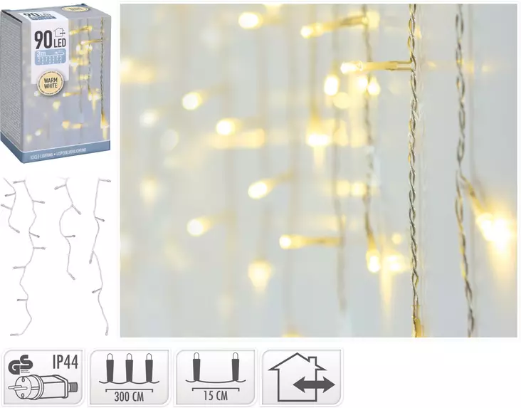 Jääpuikkovalot 90LED lämmin valkoinen - Tunnelmavalot - 8719202259483 - 1