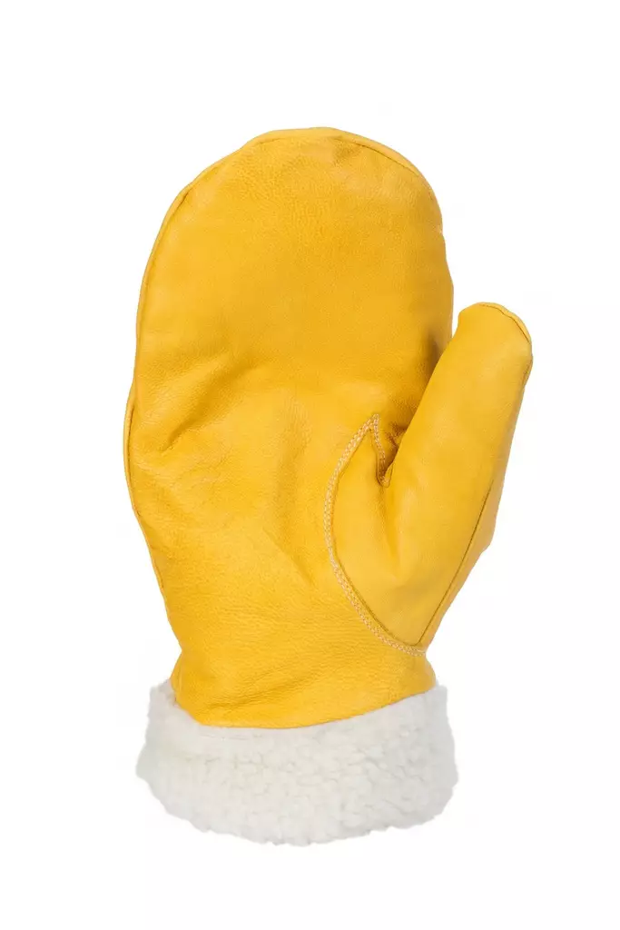 Nahkarukkaset teddyvuorilla keltainen - Työkäsineet - 6418326310583 - 1