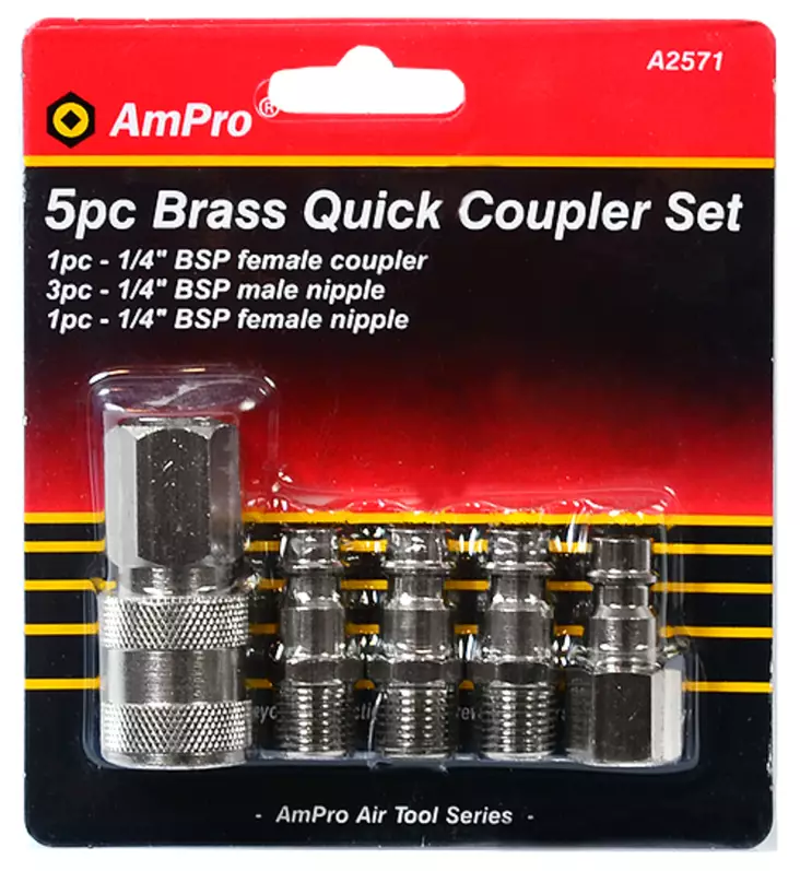 Paineilmaliitinsarja 5-os. 1/4" - Paineilmaliittimet - 795609025713 - 1