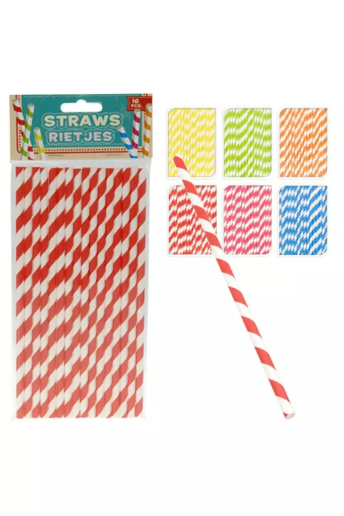 Paperiset juomapillit raidalliset - Kertakäyttöastiat - 8718158936943 - 1