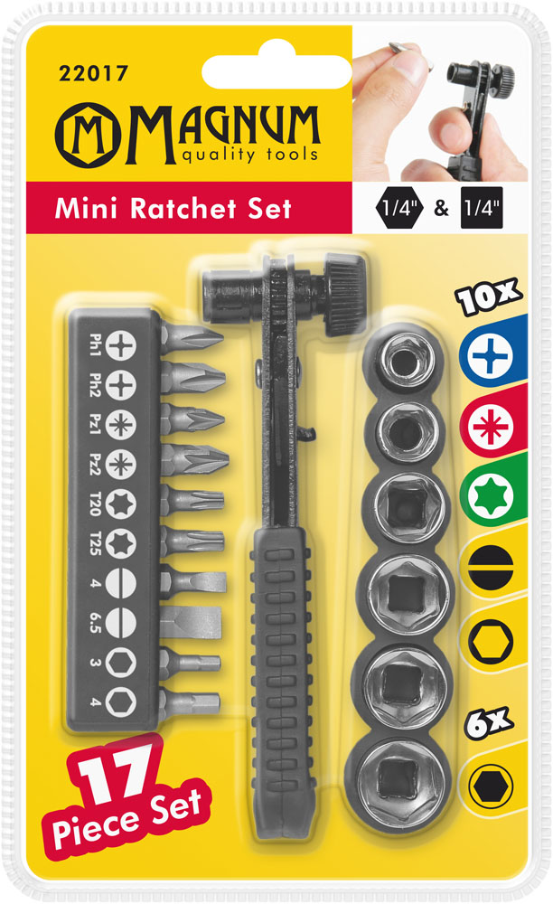Räikkäväänninsarja 1/4" 17-os. - Ruuvimeisselit ja -sarjat - 6418868220173 - 1