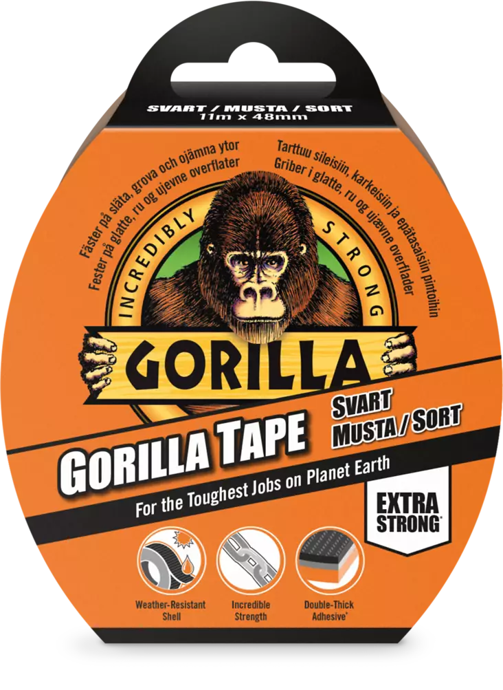 Gorilla Tape Black 11m musta teippi - Teipit - 5704947004293 - 1