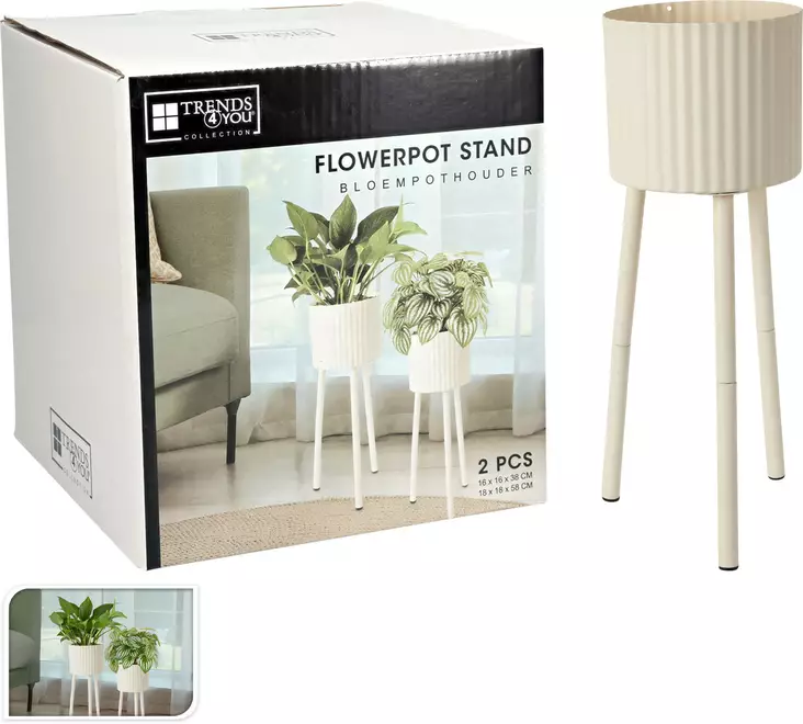 Jalustallinen suojaruukkusetti metallia - Ruukut, vaasit, korit - 8721037619493 - 1