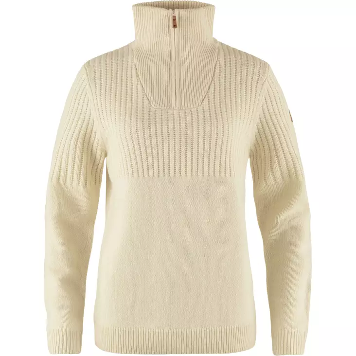 Fjällräven Övik Half Zip Knit W Chalk White - Retkeilyasusteet - 7323450937003 - 1