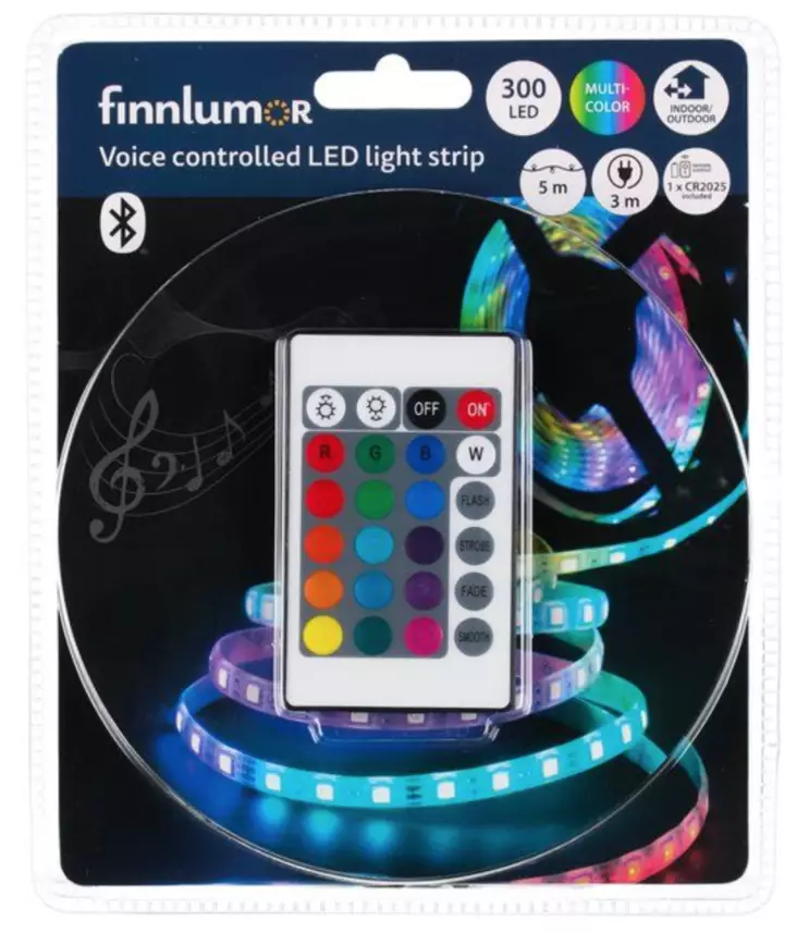 LED-nauha 5 m RGB ääniohjattava - Tunnelmavalot - 6410416103303 - 1