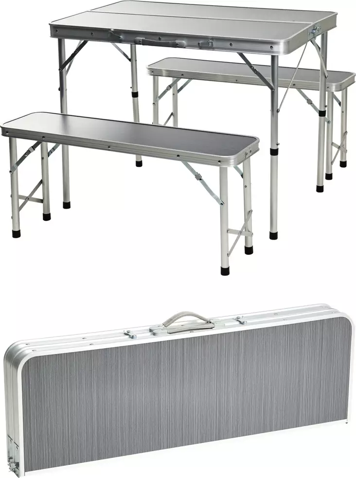 Piknik-setti pöytä ja penkit harmaa - Caravan-tuotteet - 8721037375733 - 1