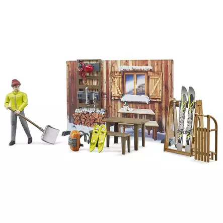 Bruder Hiihtomaja ja moottorikelkka - Bruder työkonelelut - 4001702631024 - 2