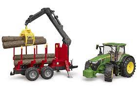 Bruder John Deere 7R 350 tukkiperävaunulla ja tukeilla - Bruder työkonelelut - U03154 - 2