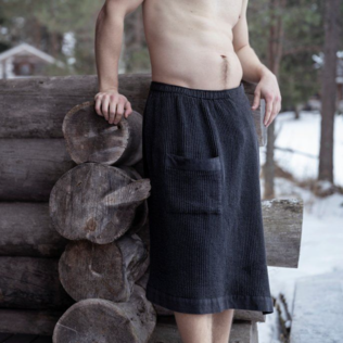 Rento Lannepyyhe Kenno musta/harmaa - Saunatarvikkeet - 6410416145754 - 2