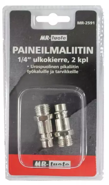 Paineilmaliitin 1/4" uros 2 kpl/pkt - Paineilmaliittimet - 6430074694074 - 1