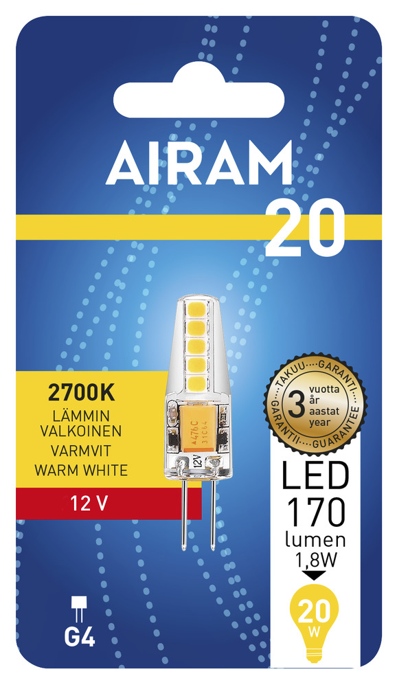 Airam LED PO 1,6W/827 G4 12V - Muut - 6435200232434 - 1