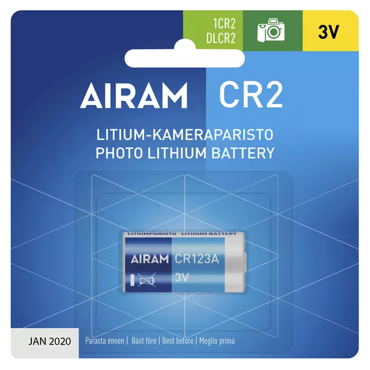 Airam litium kameraparisto CR2 3V - Paristot, testerit - 6435200138224 - 1
