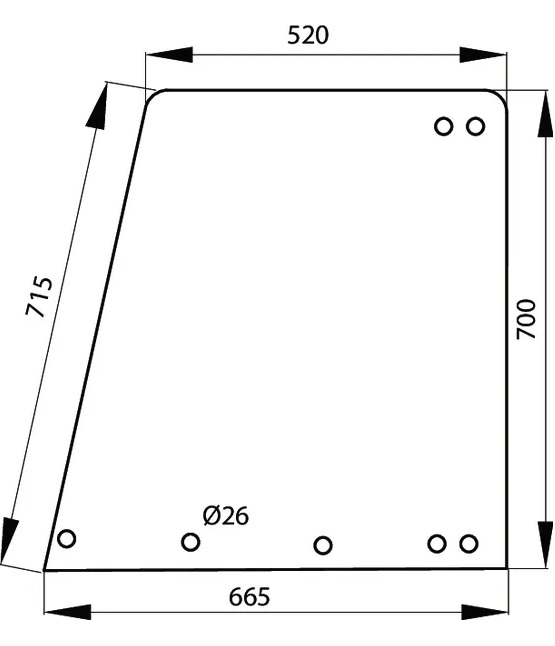 Ovilasi, ylempi (Fendt 205810030101) - Ohjaamon lasit - 3660980020794 - 1