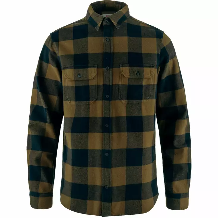 Fjällräven Övik Heavy FlannelShirt M Wood brown-dark navy - Retkeilyasusteet - 7323451063114 - 1