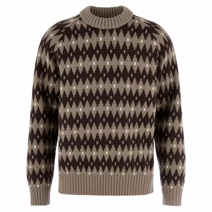 Fjällräven Övik Jacquard Knit M Suede Brown - Black Oak - Retkeilyasusteet - 7323451200434 - 1