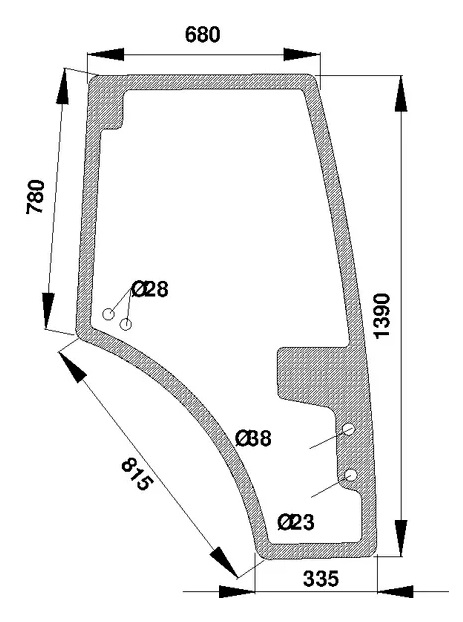 Ovilasi, oikea (Fendt H816810030340) - Ohjaamon lasit - 3660980032544 - 1