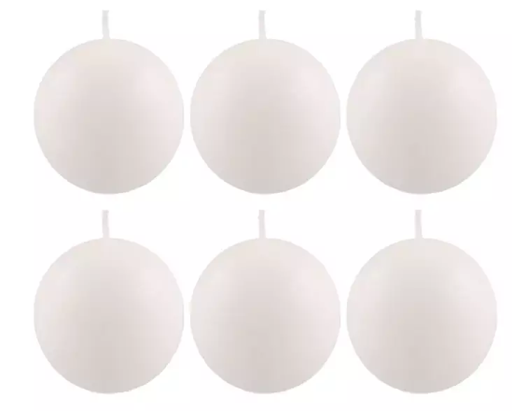 Polar Pallokynttilä valkoinen 6 cm 6 kpl - Kynttilät - 6410413305694 - 1