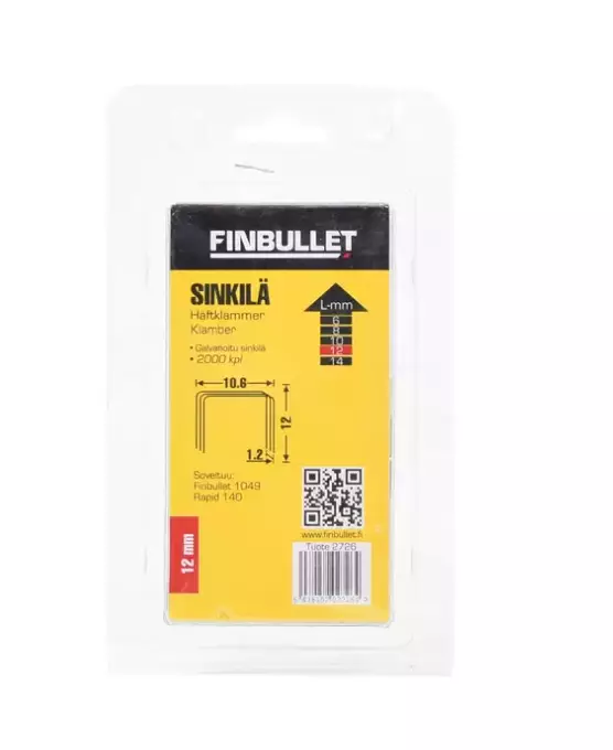 Sinkilä 140/12mm 2000kpl leveys 10,6mm - Nitojat ja niitit - 6438152027264 - 1