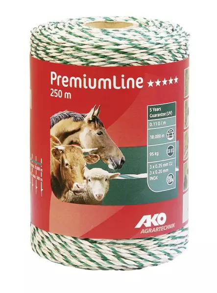 Aitalanka 3 mm/250 m valkoinen/vihreä - Aitanauhat ja -langat - 4018653074275 - 1