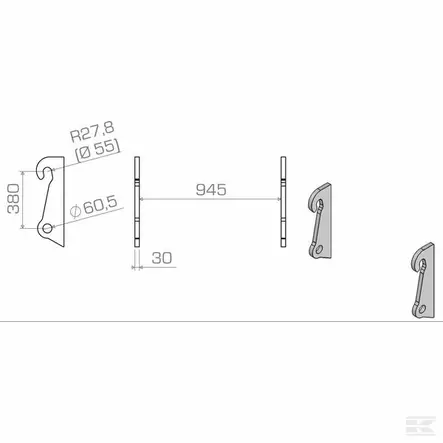 Työvälinekiinnike Atlas, Komatsu - Kauhat ja tarvikkeet - 8719925630095 - 2