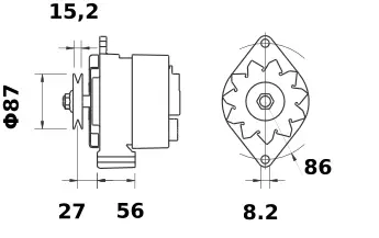Laturi 14 V 55 A Mahle MG 215 - Laturit traktoreihin ja työkoneisiin - 3838922050905 - 2