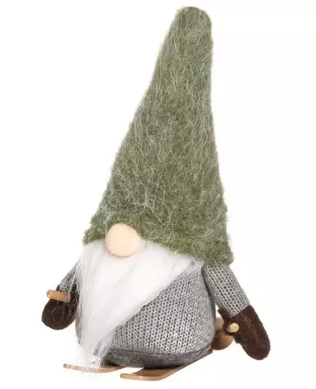 Tonttu suksilla 19 cm vihreä - Joulukoristeet - 6410416499345 - 1