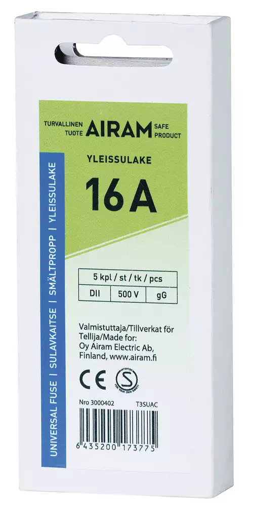 Airam yleissulake 16A 5 kpl/pkt - Muut sähköasennustarvikkeet - 6435200173775 - 1