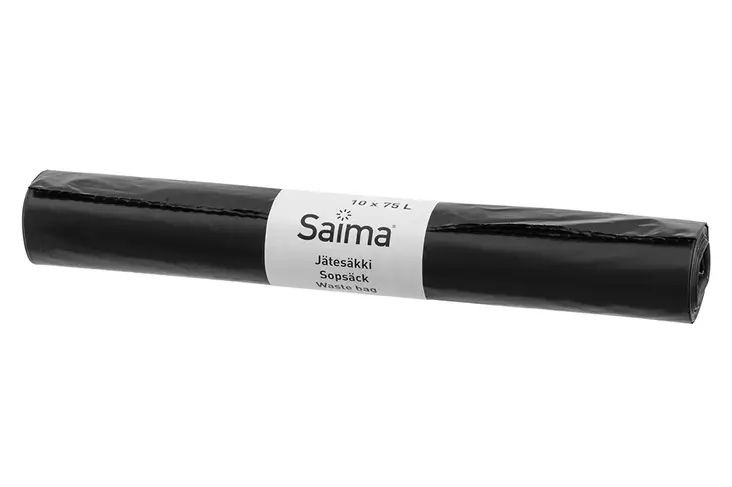 Jätesäkki musta 75 litraa 10 kpl - Roskien käsittely - 6410412976185 - 1