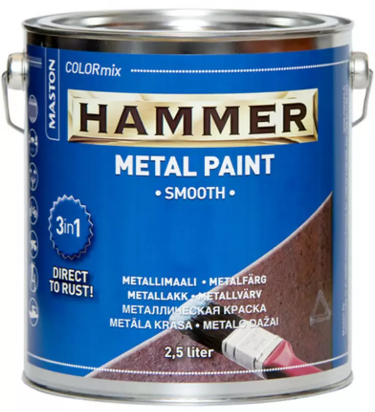 Maston Hammer sileä metallimaali 2,5 litraa - Muut maalit, lakat ja öljyt - 6412490012205 - 1