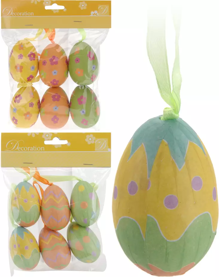 Pääsiäismuna 7 cm 6 kpl/pkt - Askartelutarvikkeet - 8719202126075 - 1