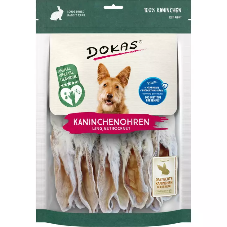 Dokas koiralle kaninkorvat karvalla pitkät 180g - Koiranruoka - 4251276202735 - 1