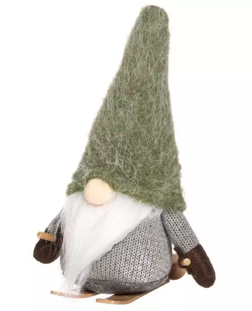 Tonttu suksilla 19 cm vihreä - Joulukoristeet - 6410416499345 - 1
