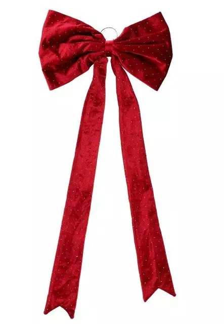 Samettinen rusetti punainen 90 cm - Joulukoristeet - 6410416575995 - 1
