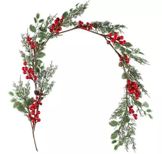 Köynnös punaisilla marjoilla 130 cm - Joulukoristeet - 6410416576565 - 1