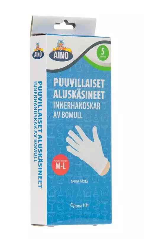 Aluskäsine puuvilla M-L 5 paria - Yleispuhdistus - 6416096038355 - 1