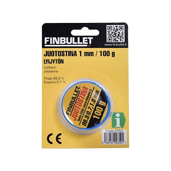 Finbullet Juotostina lyijytön 1.0mm 100g - Kolvaus - 6438152023525 - 1