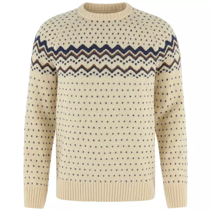 Fjällräven Övik Knit Sweater M Light Beige - Navy - Retkeilyasusteet - 7323451206115 - 1