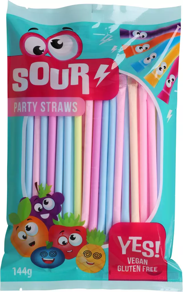 Sour Party Straws 144 g - Sisälelut - 8713305819025 - 1