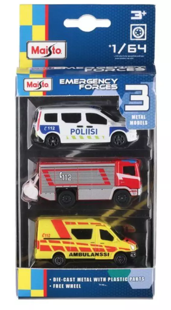 Maisto 1:64 suomalaiset hälytysajoneuvot 3 kpl/pkt - Muut maatila- ja työkonelelut - 6410416499635 - 1