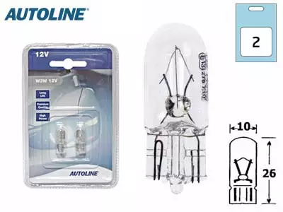 Polttimopari Autoline 12V 3W T10 - Autosähkötarvikkeet - 6438255911255 - 1