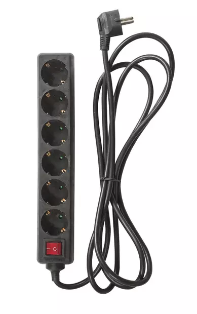 6-os. jatkojohto + kytkin musta 3m - Jatkojohdot - 6435200256676 - 1