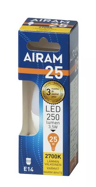 Airam LED OP C35 3,5W/827 E14 - E14-kanta - 6435200242266 - 2