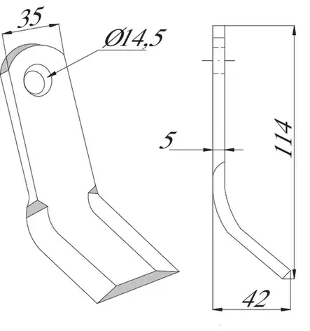 Y-terä 114 x 35 x 5 mm - Niittokoneet - 8719607065566 - 2