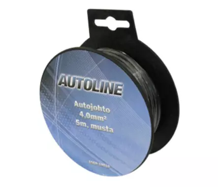 Autojohto 4,0 mm2 5m musta - Autosähkötarvikkeet - 6438255190186 - 1