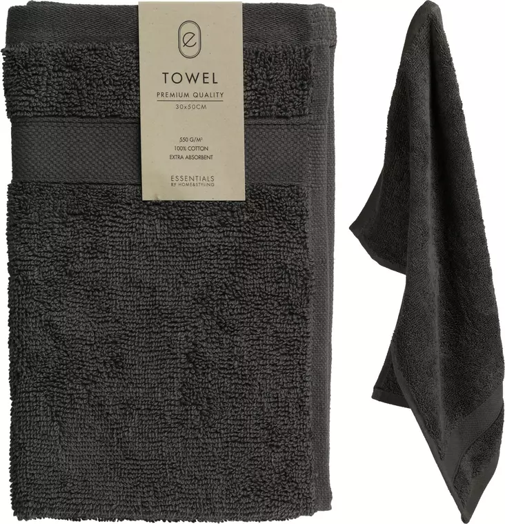 Käsipyyhe 30x50 cm tummanharmaa - Kylpyhuonetarvikkeet - 8720573823166 - 1